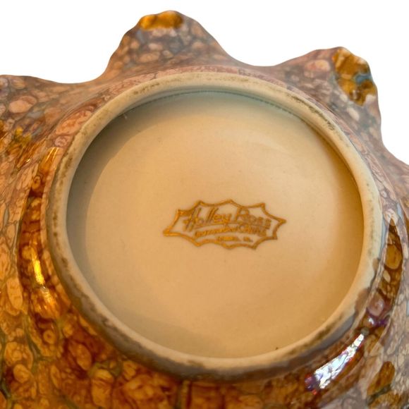 Vintage Holley Ross Shallow Orange Floral Glass Bowl - Picture 8 of 8